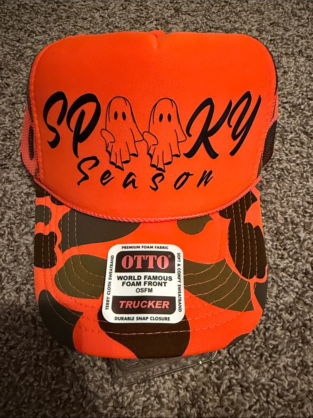 OTTO Orange Black 'Spooky Season'  Trucker Hat